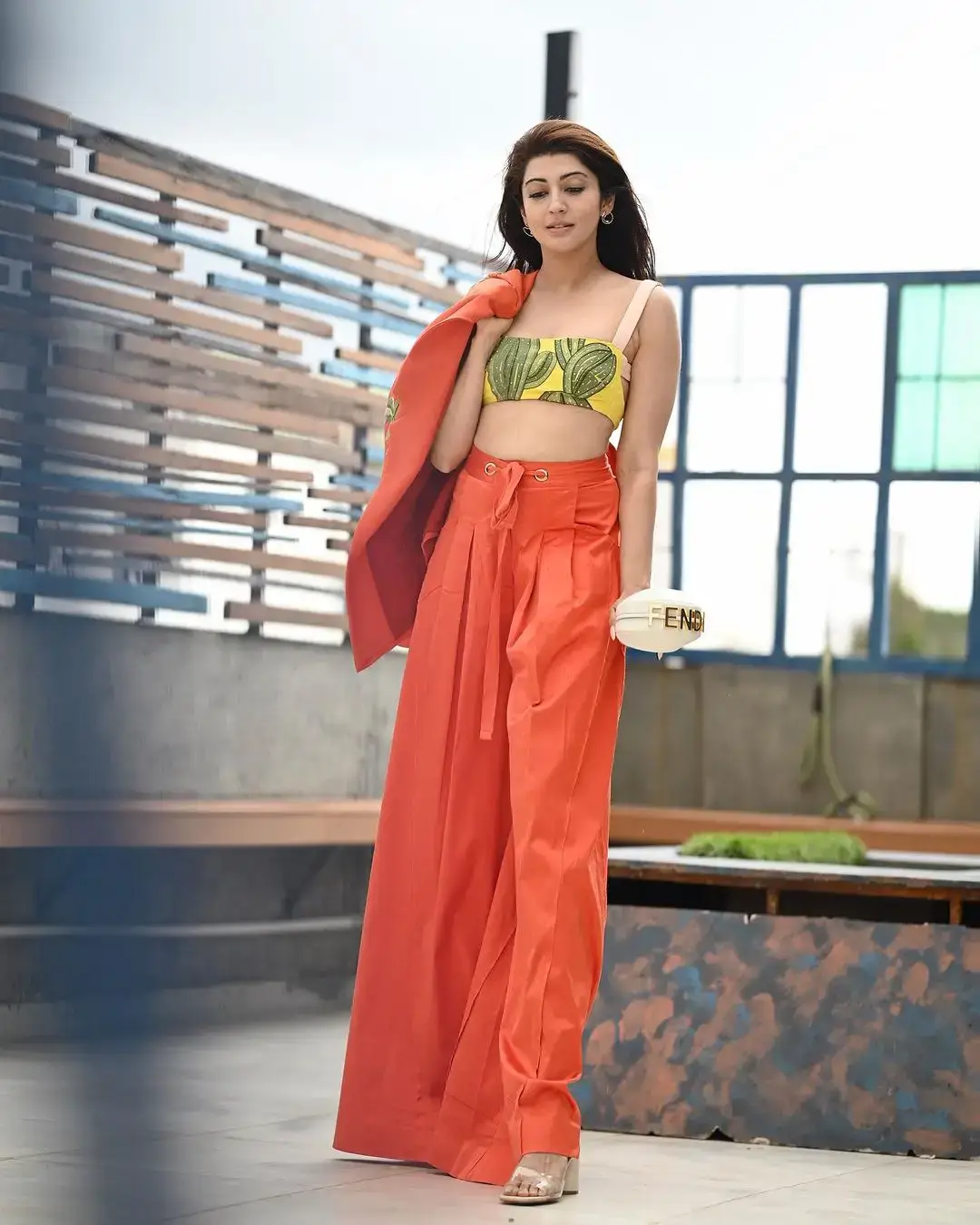 MUMBAI GIRL PRANITA SUBHASH IN BEAUTIFUL ORANGE PANT YELLOW TOP 5